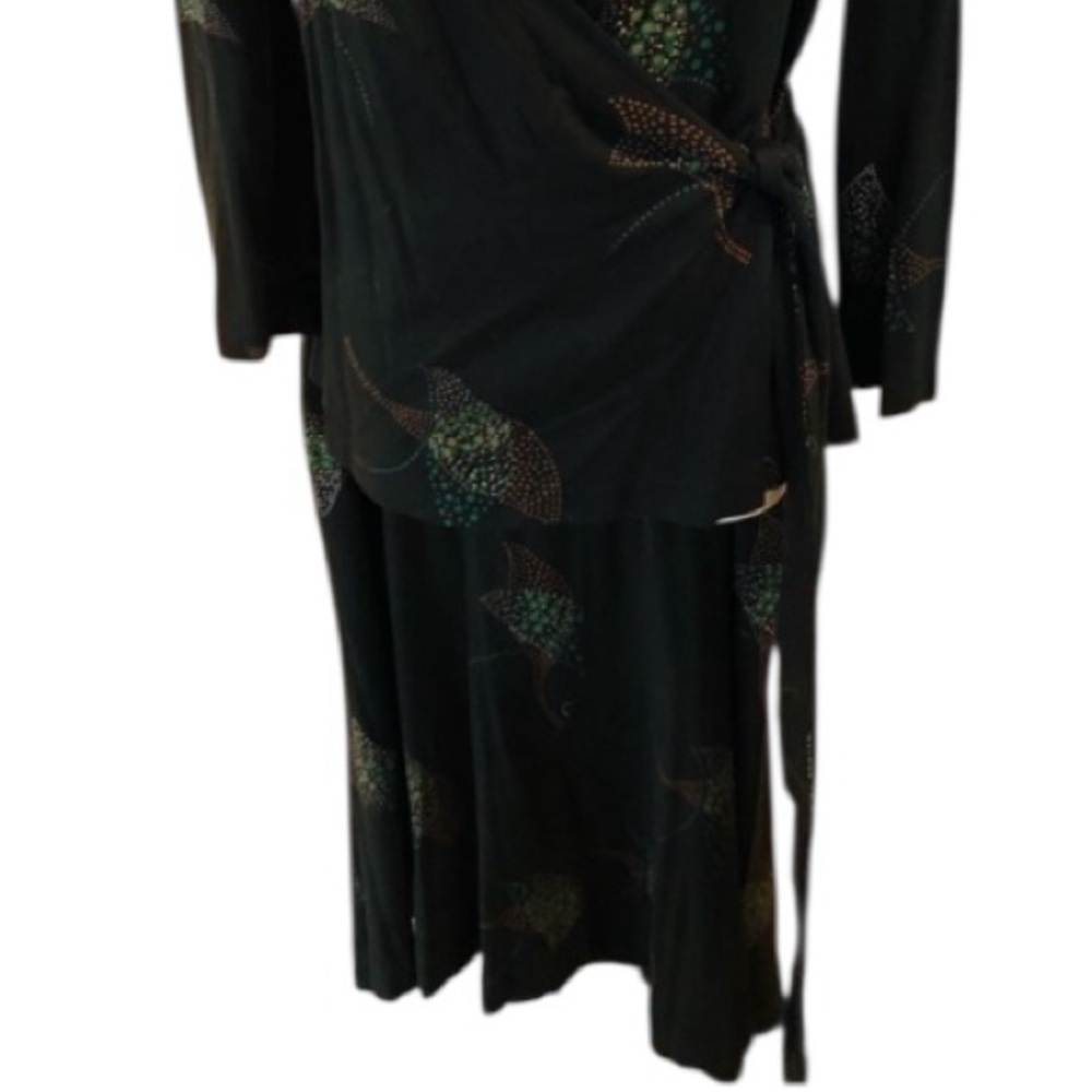 Diane Von Furstenberg DVF size 12 skirt set brown print wrap top & bias cut - Picture 5 of 16
